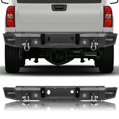 Rear Bumper Compatible with 2007-2013 Chevrolet Silverado 1500 / GMC Sierra 1500 with Sensor Holes and LED Lights-1