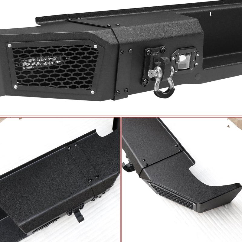 Rear Bumper Compatible with 2007-2013 Chevrolet Silverado 1500 / GMC Sierra 1500 with Sensor Holes and LED Lights-6