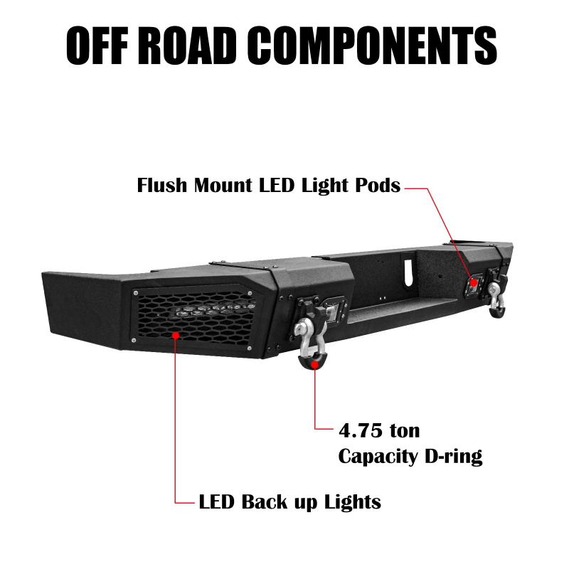 Rear Bumper Compatible with 2010-2018 RAM 2500丨3500 with Winch Plate and LED lights-3