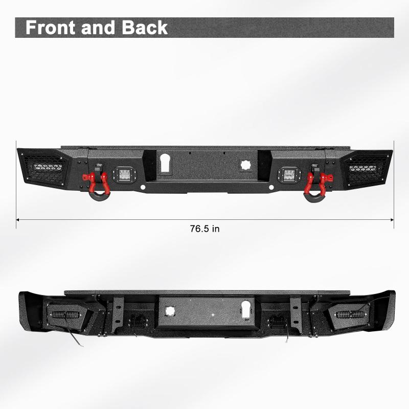Rear Bumper Compatible with 2015-2019 Chevy Silverado 2500丨3500 / GMC Sierra 2500丨3500-2
