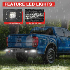 Rear Bumper Compatible with 2019-2024 Ford Ranger with LED Lights & D-Ring-4