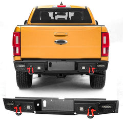 Rear Bumper Compatible with 2019-2024 Ford Ranger with LED Lights & D-Ring-5