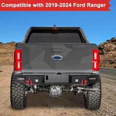 Rear Bumper Compatible with 2019-2024 Ford Ranger with LED Lights & D-Ring-6