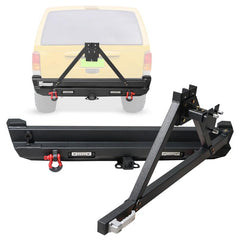 Rear Bumper Fit for 1984-2001 Jeep Cherokee with Tire Carrier LED Lights & D-rings-7