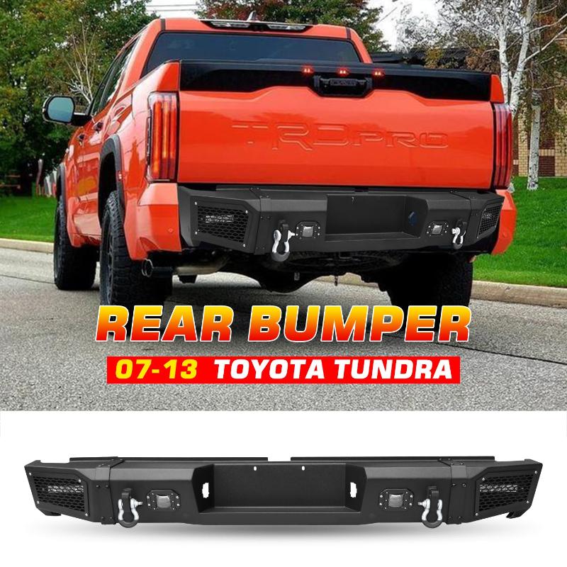 Rear Bumper Fit for 2007-2013 Toyota Tundra with D-ring & Winch Plate & LED Lights-1