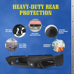 Rear Bumper Fit for 2007-2013 Toyota Tundra with D-ring & Winch Plate & LED Lights-4