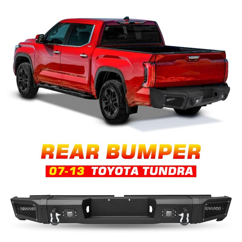 Rear Bumper Fit for 2007-2013 Toyota Tundra with D-ring & Winch Plate & LED Lights-6