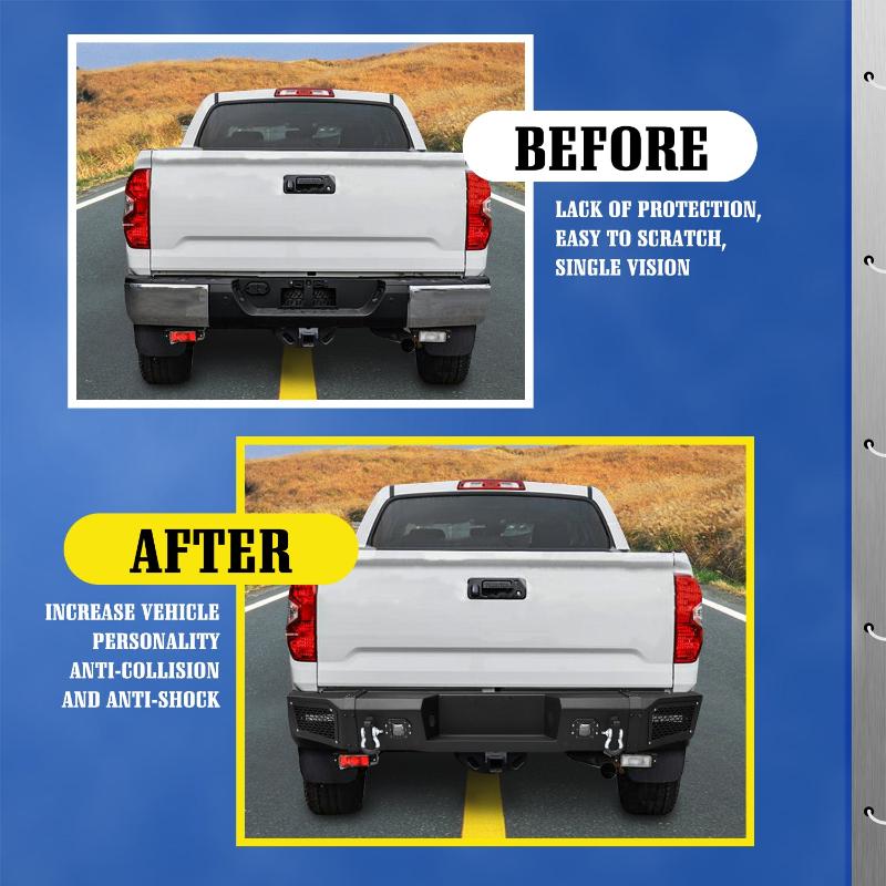 Rear Bumper Fit for 2007-2013 Toyota Tundra with D-ring & Winch Plate & LED Lights-7