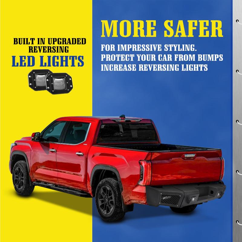 Rear Bumper Fit for 2007-2013 Toyota Tundra with D-ring & Winch Plate & LED Lights-8