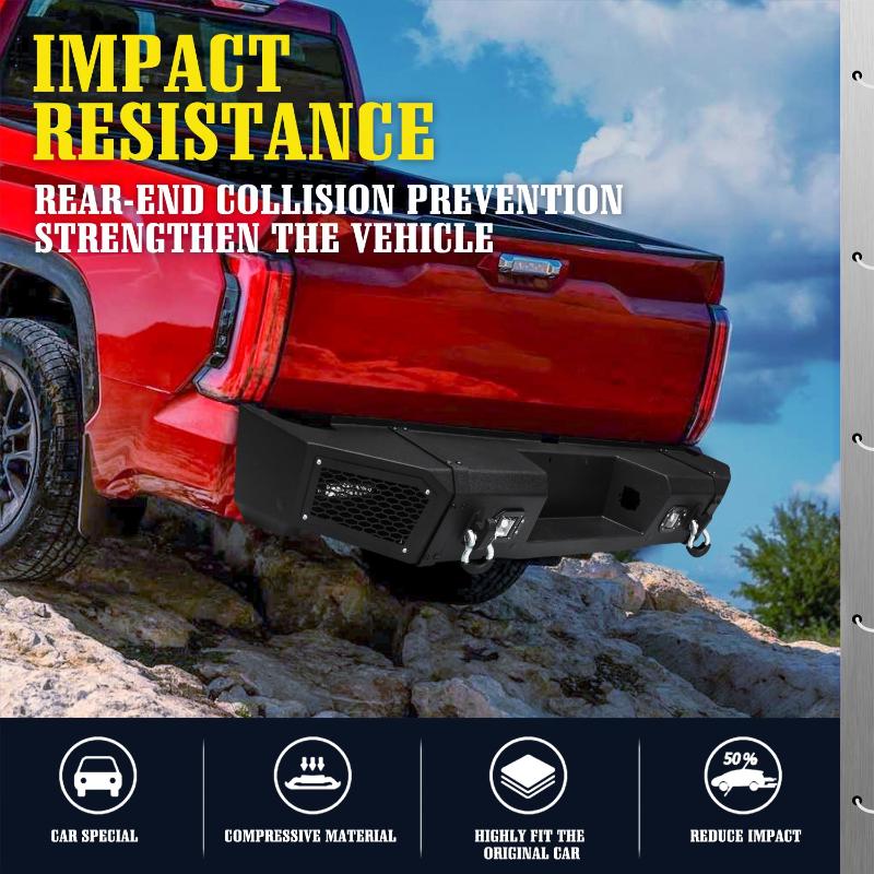 Rear Bumper Fit for 2007-2013 Toyota Tundra with D-ring & Winch Plate & LED Lights-9