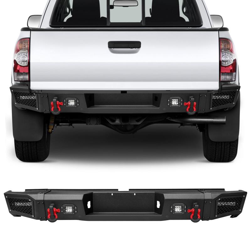 Rear Bumper Fit for 2007-2013 Toyota Tundra with D-ring & Winch Plate & LED Lights