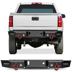 Heavy-duty Steel Rear Bumper for 2015-2019 GMC Sierra 2500丨3500 with Sensor Holes & D-Rings & LED Lights