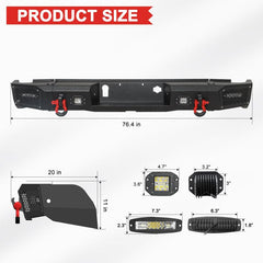 Rear Bumper for 2020-2023 GMC Sierra 2500/3500 with LED Light & Sensor Holes-2