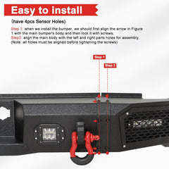 Rear Bumper for 2020-2023 GMC Sierra 2500/3500 with LED Light & Sensor Holes-5