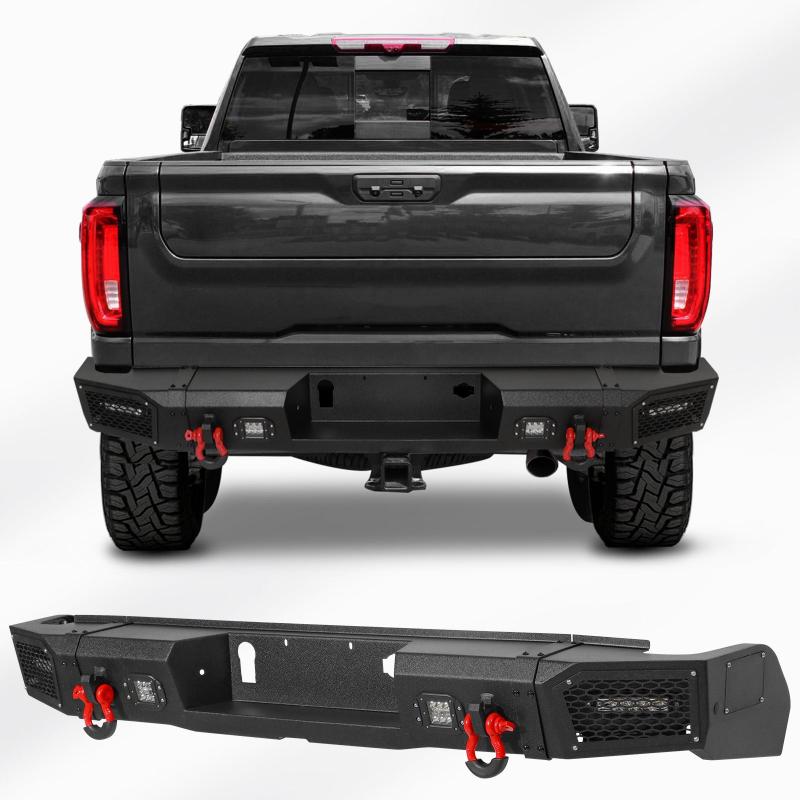 Rear Bumper for 2020-2023 GMC Sierra 2500/3500 with LED Light & Sensor Holes-6