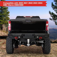 Rear Bumper for 2020-2023 GMC Sierra 2500/3500 with LED Light & Sensor Holes-7