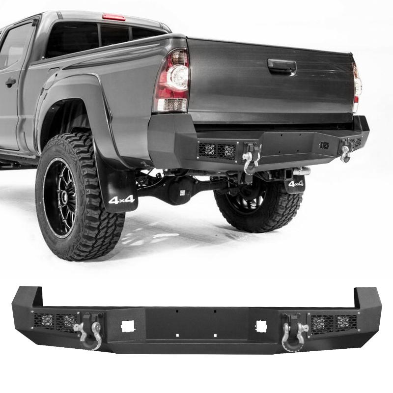 Rear Bumper for Toyota Tacoma 2005-2015 with 4 LED Lights and 2 D-ring-2