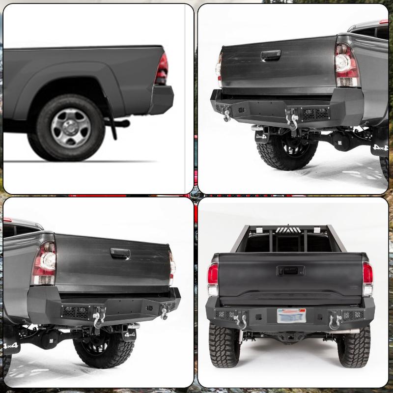 Rear Bumper for Toyota Tacoma 2005-2015 with 4 LED Lights and 2 D-ring-6