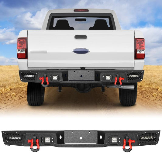 Rear Bumper with LED Light & D-Rings &Sensor Mounting Hole Compatible with 1993-2011 Ford Ranger-2
