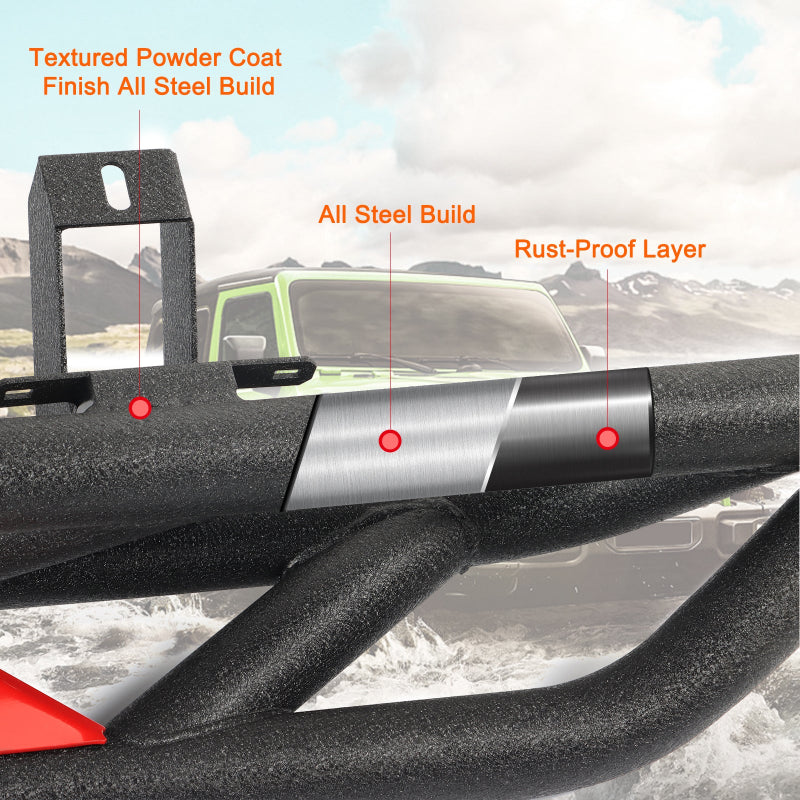 Steel Side Steps for 2018-2024 Wrangler JLU 2 Doors-3