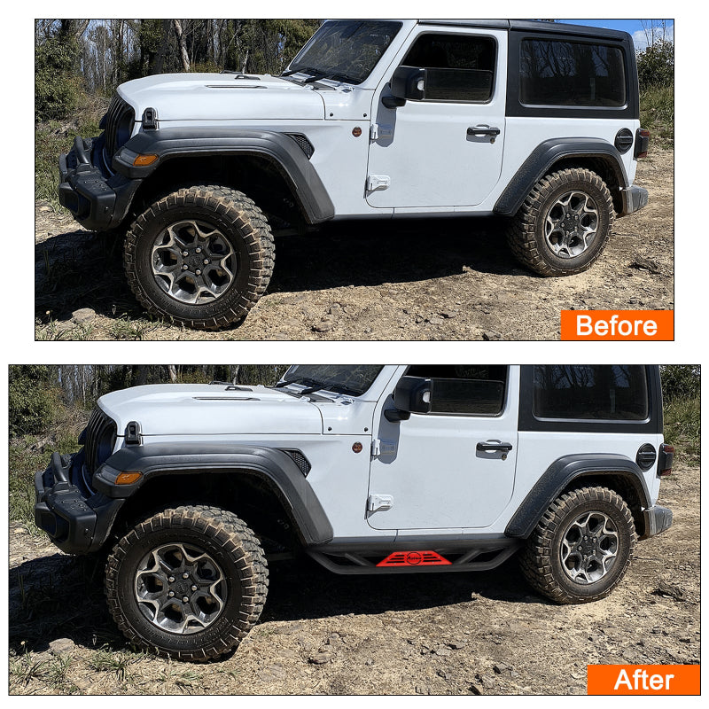 Steel Side Steps for 2018-2024 Wrangler JLU 2 Doors-4
