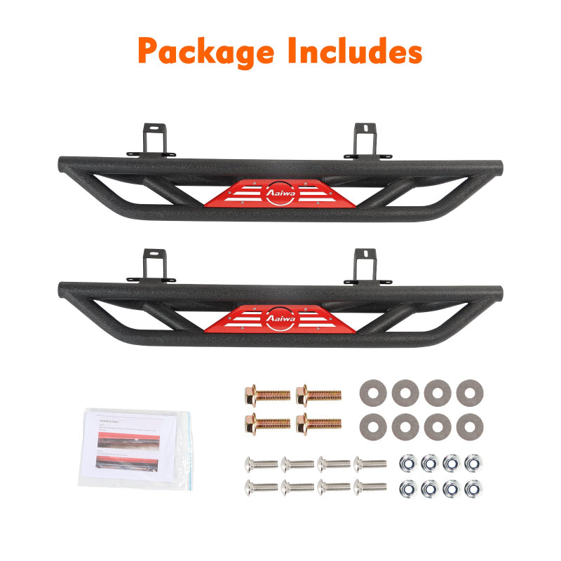 Steel Side Steps for 2018-2024 Wrangler JLU 2 Doors-7