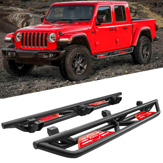 Steel Side Steps for 2018-2024 Wrangler JLU 4 Doors-01