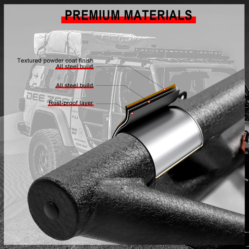 Steel Side Steps for 2018-2024 Wrangler JLU 4 Doors-02