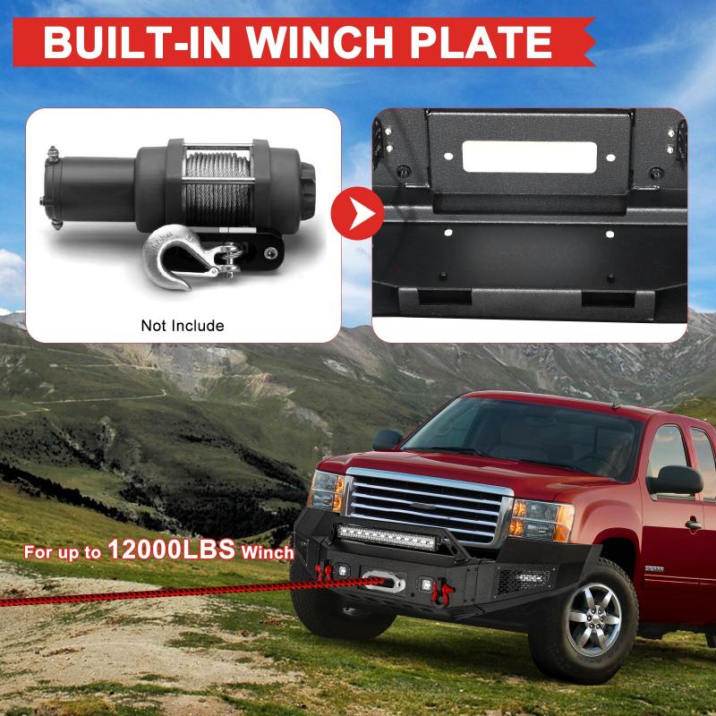 Steel GMC Front Bumper For 2011-2014 GMC Sierra 2500HD/3500HD with Spotlights Bar-4