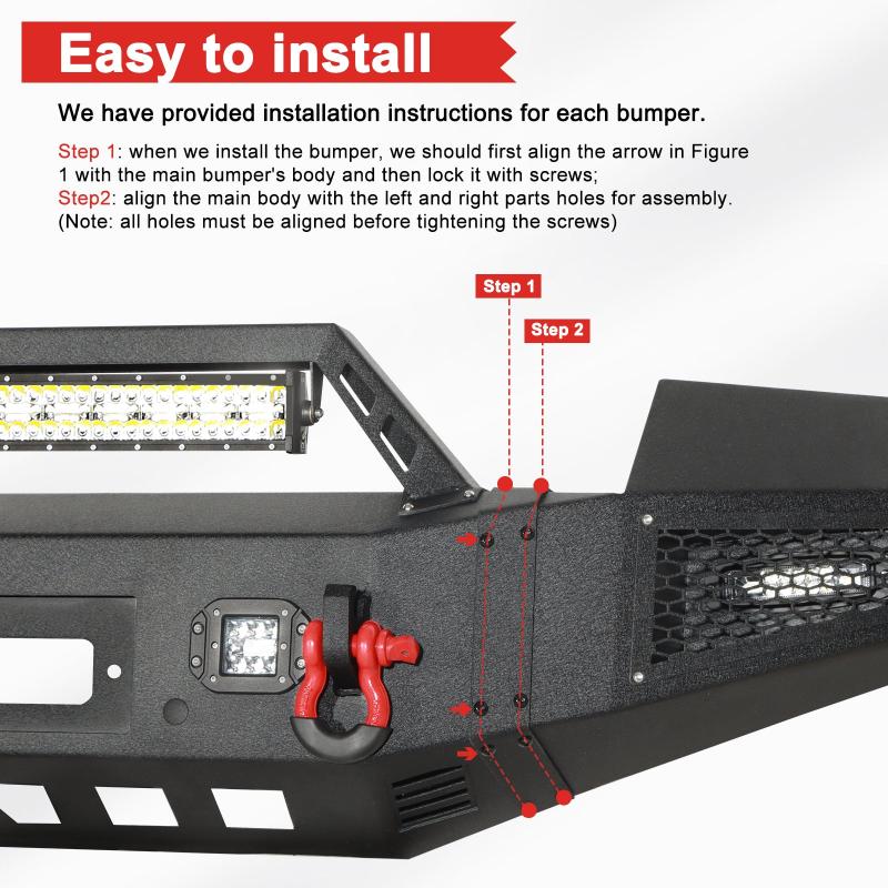 Steel GMC Front Bumper For 2011-2014 GMC Sierra 2500HD/3500HD with Spotlights Bar-5