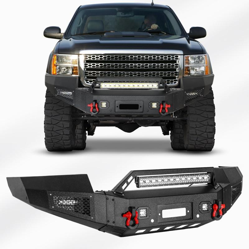 Steel GMC Front Bumper For 2011-2014 GMC Sierra 2500HD/3500HD with Spotlights Bar-6