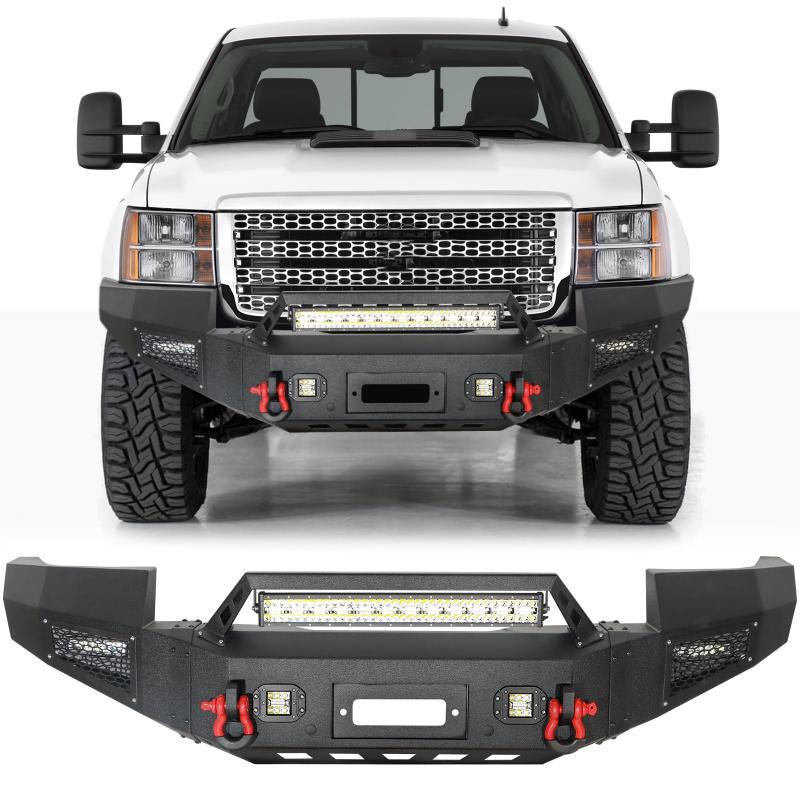Steel GMC Front Bumper For 2011-2014 GMC Sierra 2500HD/3500HD with Spotlights Bar-8