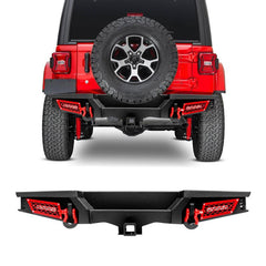 Steel Offroad Rear Bumper Compatible with 2018-2022 Wrangler JL with LED Lights & D Ring-5