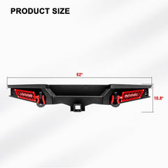 Steel Offroad Rear Bumper Compatible with 2018-2022 Wrangler JL with LED Lights & D Ring-6