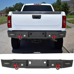 Steel Rear Bumper for GMC Sierra 2500/3500 with LED Light Bar & D-rings &Winch Plate-1