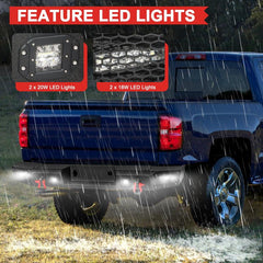 Steel Rear Bumper for GMC Sierra 2500/3500 with LED Light Bar & D-rings &Winch Plate-4