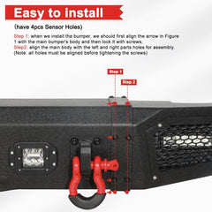 Steel Rear Bumper for GMC Sierra 2500/3500 with LED Light Bar & D-rings &Winch Plate-5