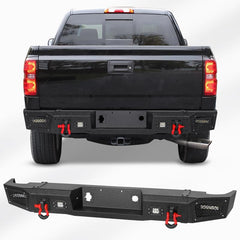 Steel Rear Bumper for GMC Sierra 2500/3500 with LED Light Bar & D-rings &Winch Plate-6