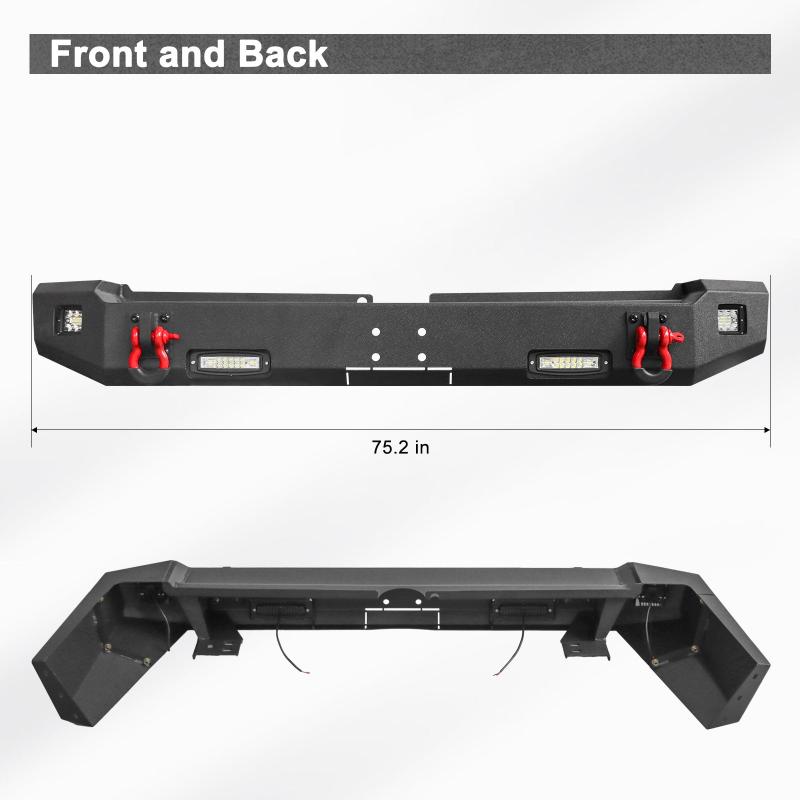Steel Rear Bumper with LED Lights & D-Rings Fit 2015-2020 Toyota 4Runner-2