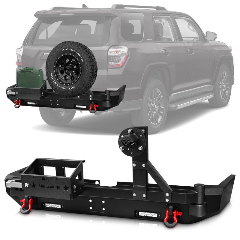 Steel Rear Bumper with Spare tire rack and Fuel tank rack Compatible with 2015-2020 4Runner-1