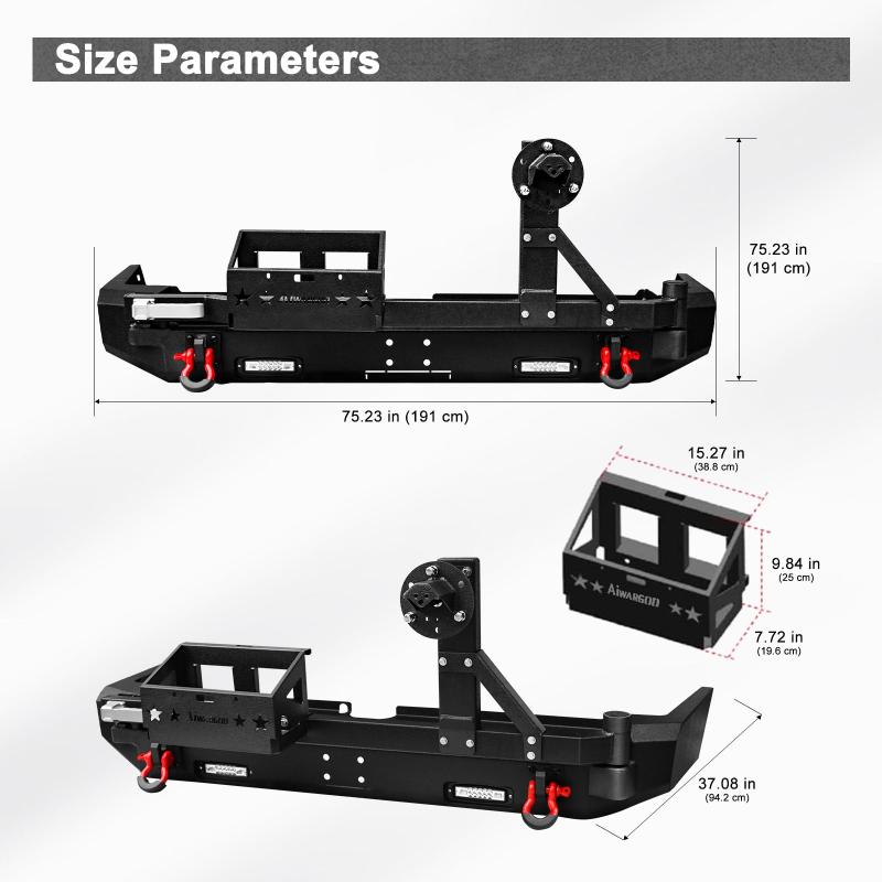 Steel Rear Bumper with Spare tire rack and Fuel tank rack Compatible with 2015-2020 4Runner-2