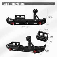 Steel Rear Bumper with Spare tire rack and Fuel tank rack Compatible with 2015-2020 4Runner-2