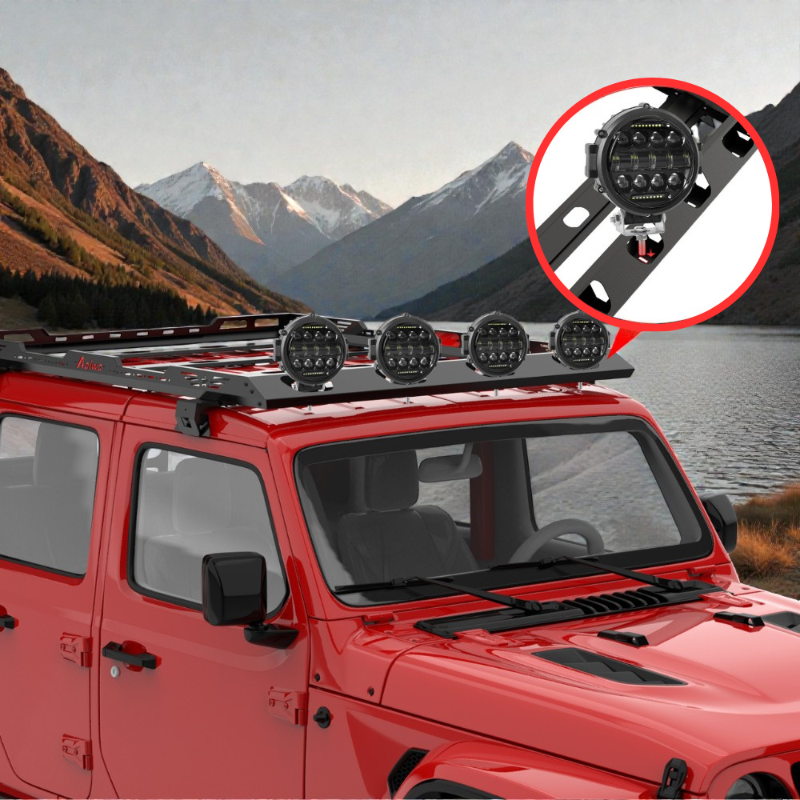 Steel Roof Rack for 2018-2025 Jeep Wrangler JL 24 Doors & Gladiator JT with Lights-06