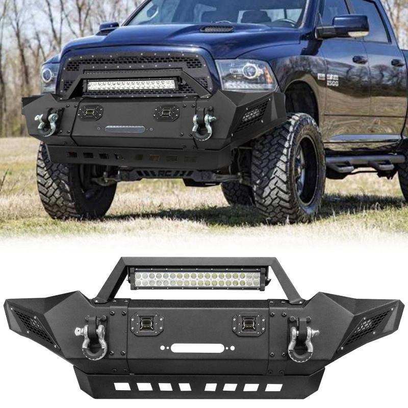 Upgraded Front Bumper Fit for 2005-2015 Toyota Tacoma with D-ring and Winch Plate and LED Lights-1