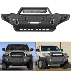 Upgraded Front Bumper Fit for 2005-2015 Toyota Tacoma with D-ring and Winch Plate and LED Lights-2