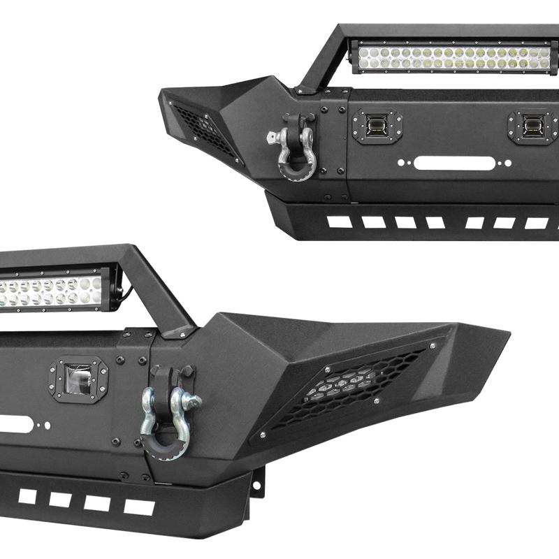 Upgraded Front Bumper Fit for 2005-2015 Toyota Tacoma with D-ring and Winch Plate and LED Lights-4