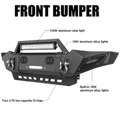 Upgraded Front Bumper Fit for 2005-2015 Toyota Tacoma with D-ring and Winch Plate and LED Lights-6