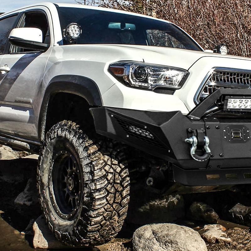 Upgraded Front Bumper Fit for 2005-2015 Toyota Tacoma with D-ring and Winch Plate and LED Lights-7
