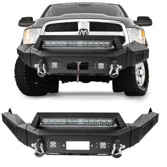 With Winch Plate and LED Lights Front Bumper Compatible with 2013-2018 RAM 1500 (Exclude Rebel) and 2019-2024 RAM 1500 Classic-3