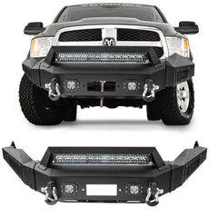 With Winch Plate and LED Lights Front Bumper Compatible with 2013-2018 RAM 1500 (Exclude Rebel) and 2019-2024 RAM 1500 Classic-3